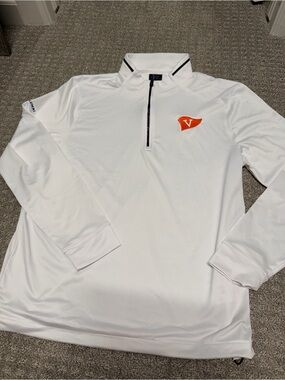 University of Virginia - White Long-Sleeve Quarter-Zip Polo